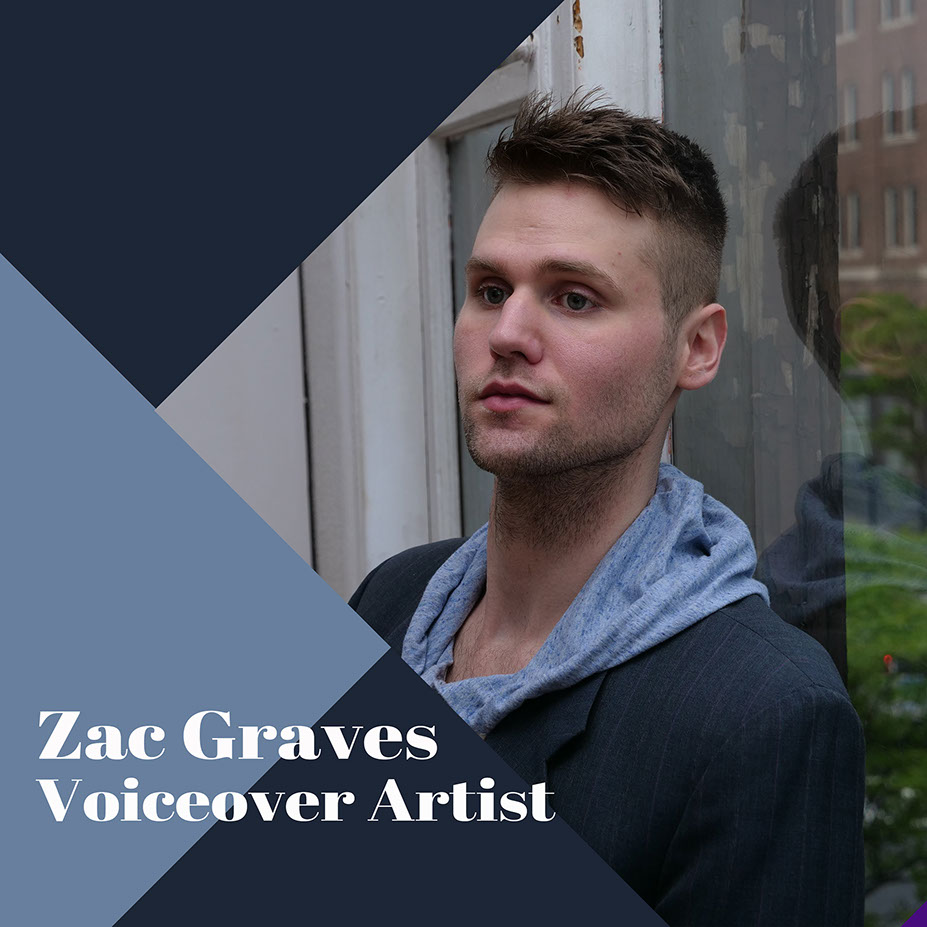 Zac Graves in a voiceover studio